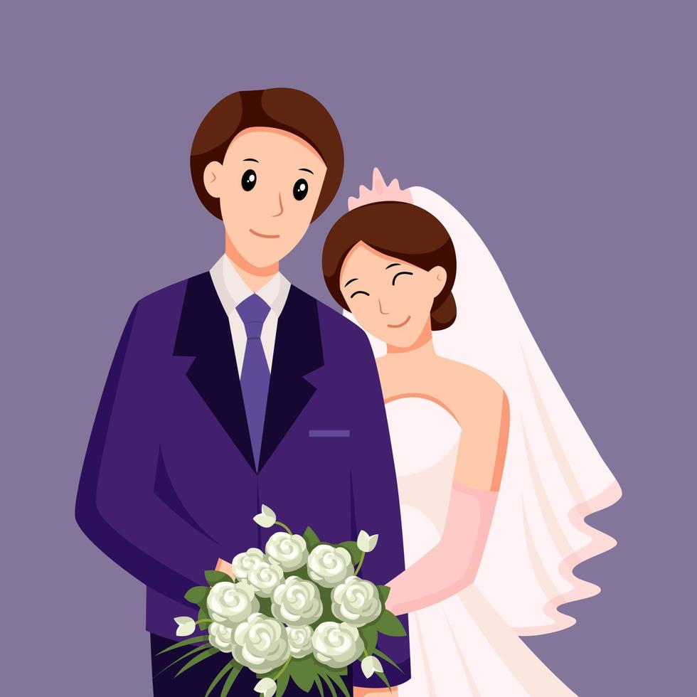 nettes paar an der hochzeitscharakter-designillustration vektor