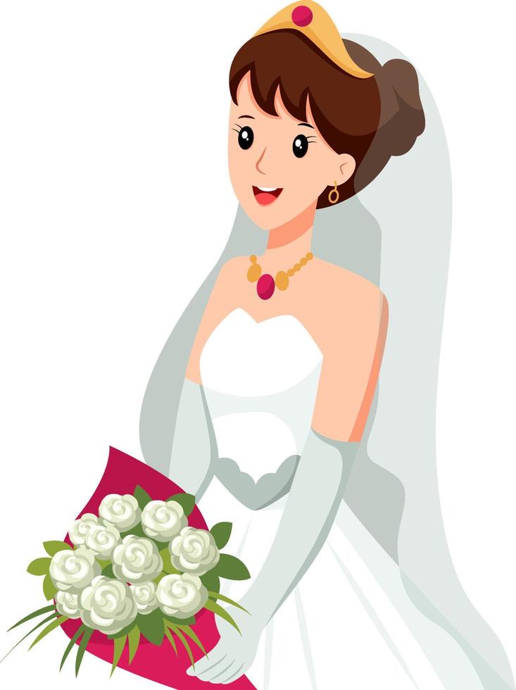 Söt brud på bröllop karaktär design illustration vektor