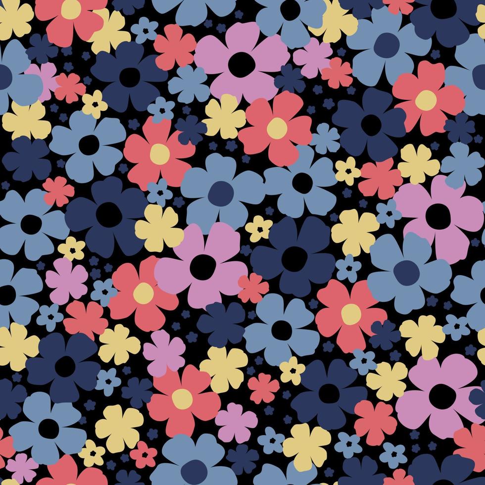 nahtloses abstraktes Muster mit bunten Blumen. helle Blumenillustration vektor