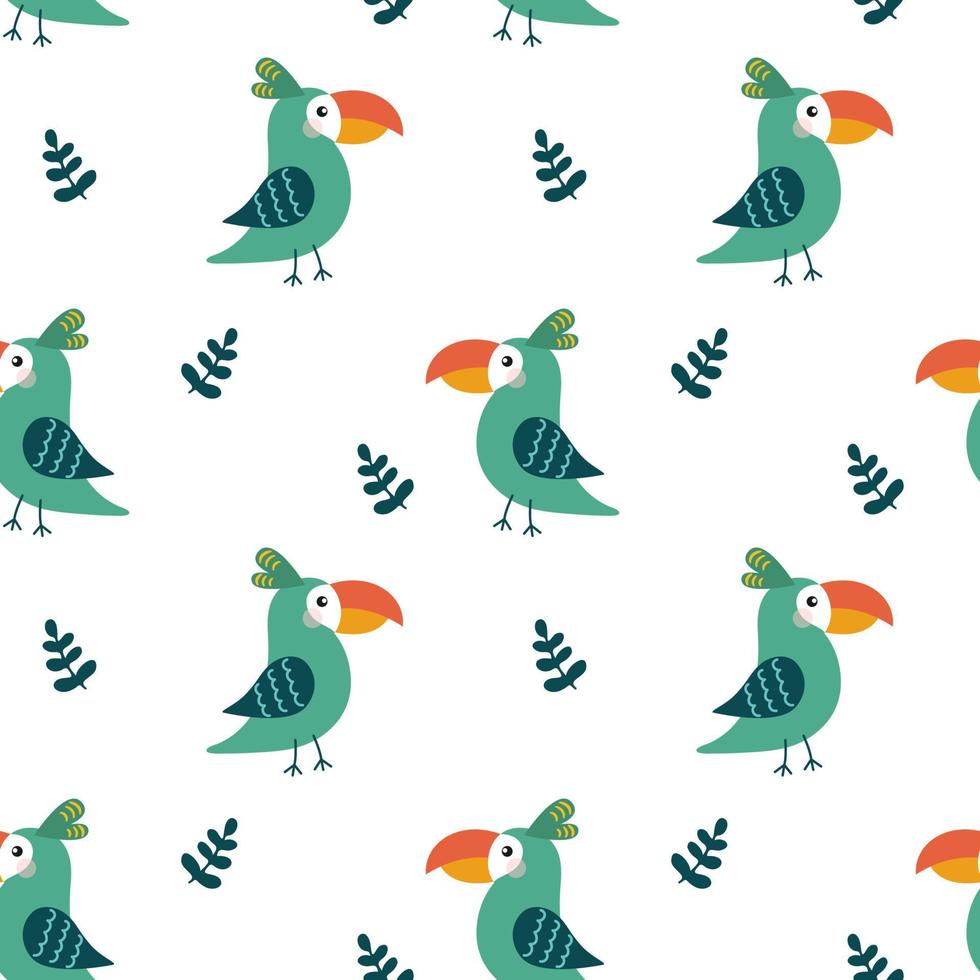 lustige vögel nahtloses muster. kindliches design für stoff, verpackung, textil, tapeten, bekleidung. vektor