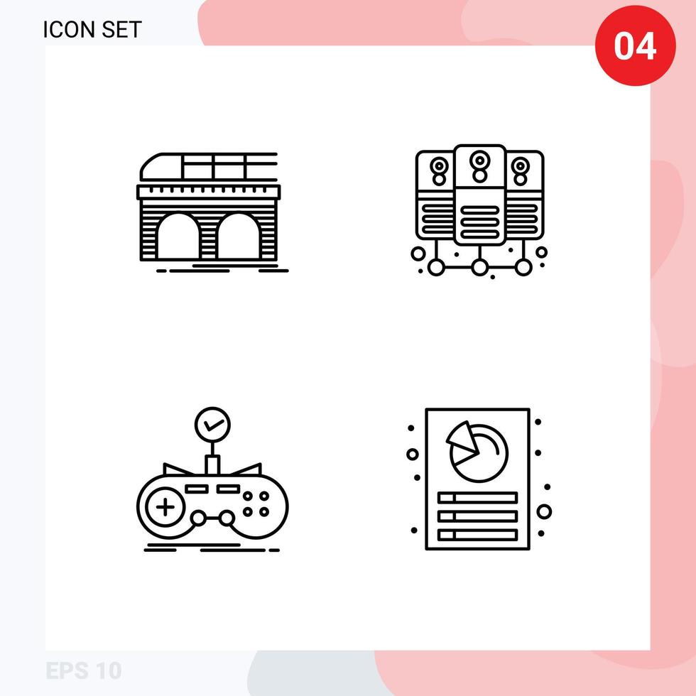 linje packa av 4 universell symboler av metro kontrollant tåg server värd gamepad redigerbar vektor design element