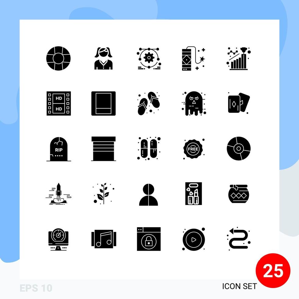 uppsättning av 25 modern ui ikoner symboler tecken för filma nå karneval mål uppnå redigerbar vektor design element