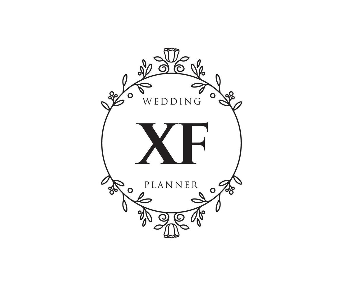 xf initialer brev bröllop monogram logotyper samling, hand dragen modern minimalistisk och blommig mallar för inbjudan kort, spara de datum, elegant identitet för restaurang, boutique, Kafé i vektor