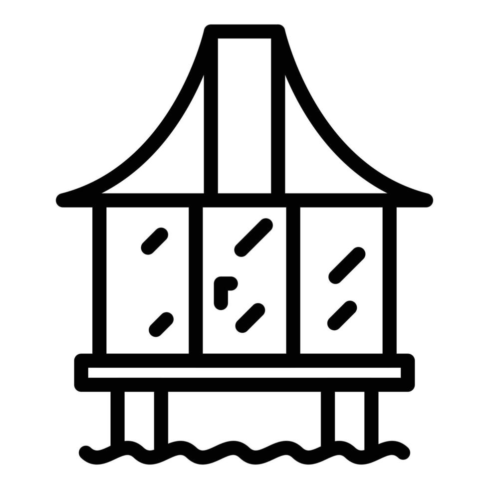 Haus-Bungalow-Symbol-Umrissvektor. Haus am Meer vektor