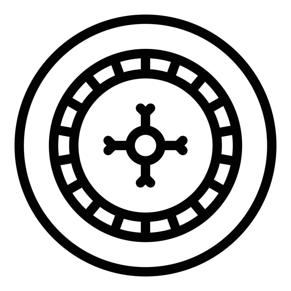 Casino-Rad-Symbol Umrissvektor. Lotterie ziehen vektor