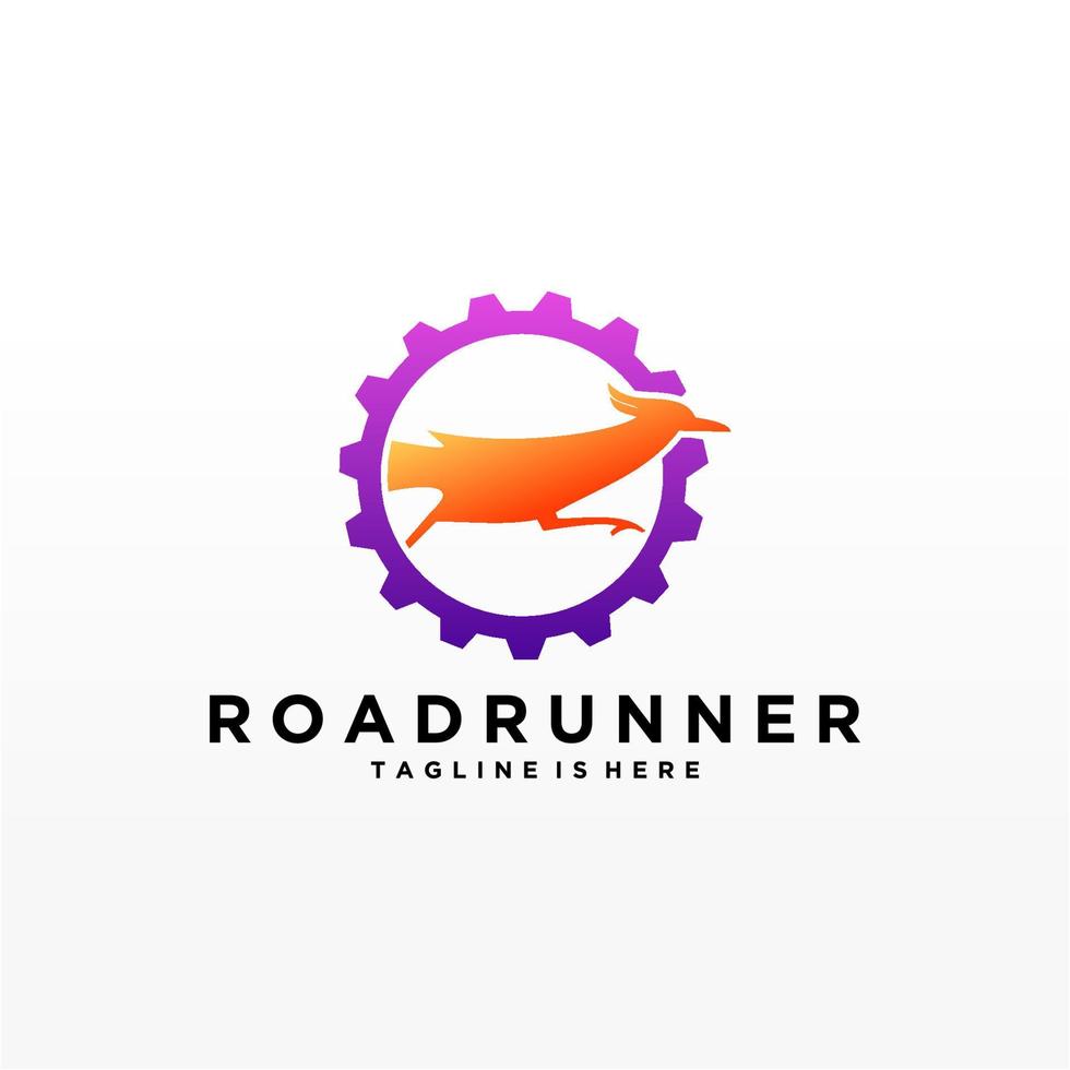 roadrunner fågel abstrakt minimal enkel geometrisk logotyp design ikon mall silhuett isolerat med vit bakgrund vektor