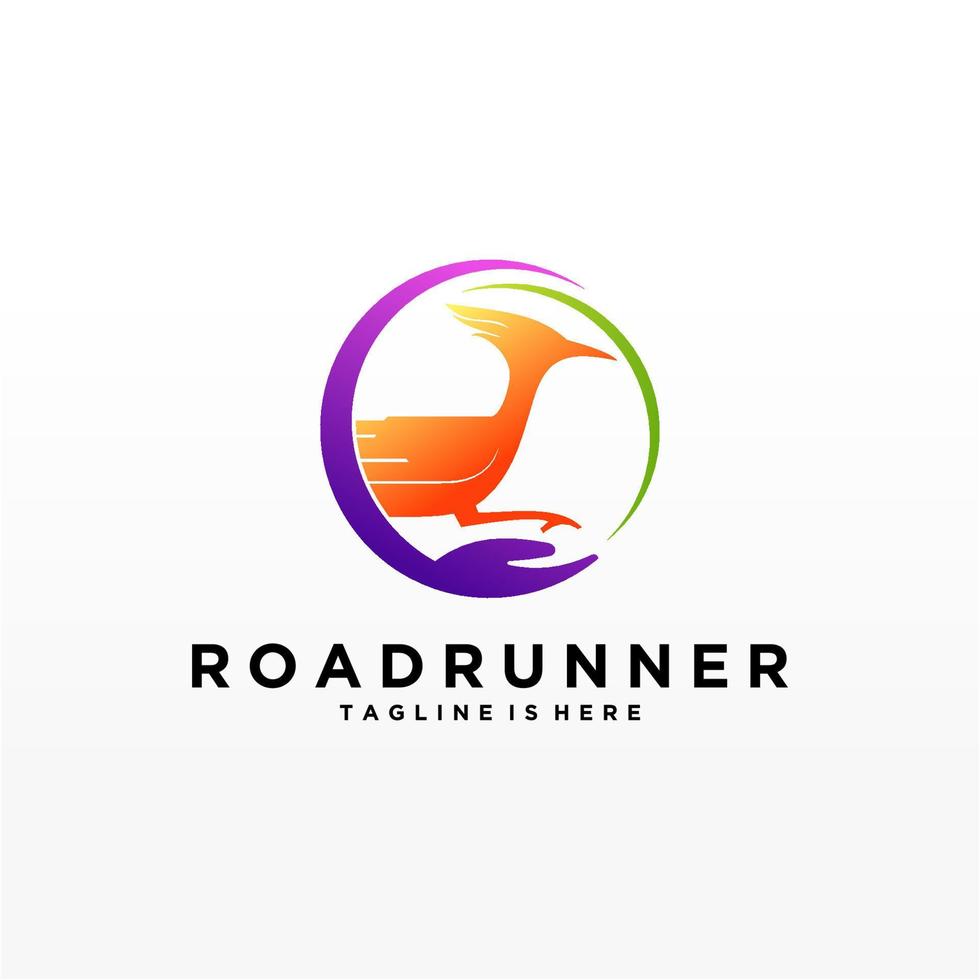 Roadrunner-Vogel abstrakte minimale einfache geometrische Logo-Design-Ikonen-Schablonenschattenbild lokalisiert mit weißem Hintergrund vektor