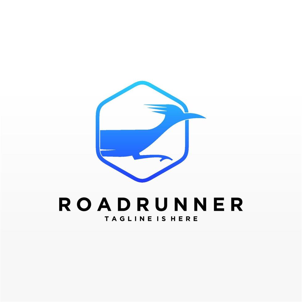 Roadrunner-Vogel abstrakte minimale einfache geometrische Logo-Design-Ikonen-Schablonenschattenbild lokalisiert mit weißem Hintergrund vektor