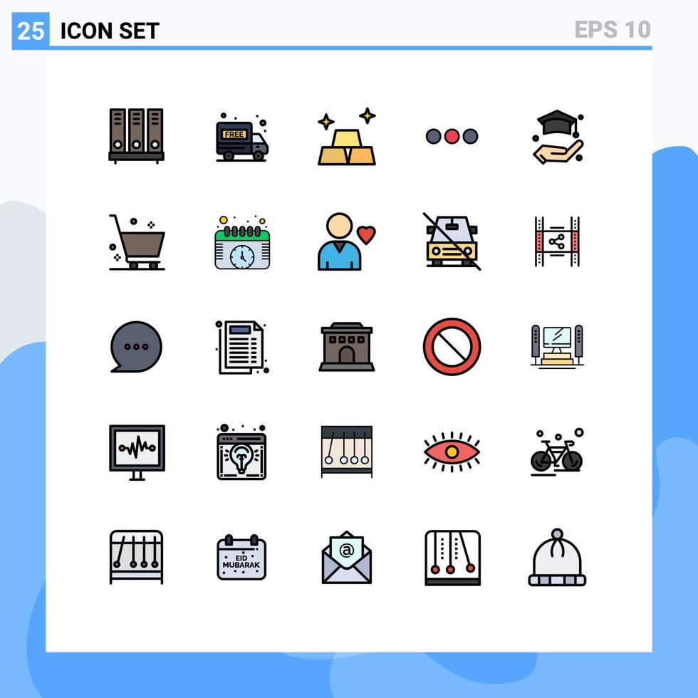 satz von 25 modernen ui-symbolen symbole zeichen für lebenserziehung finanzen zeichen chatten editierbare vektordesignelemente vektor