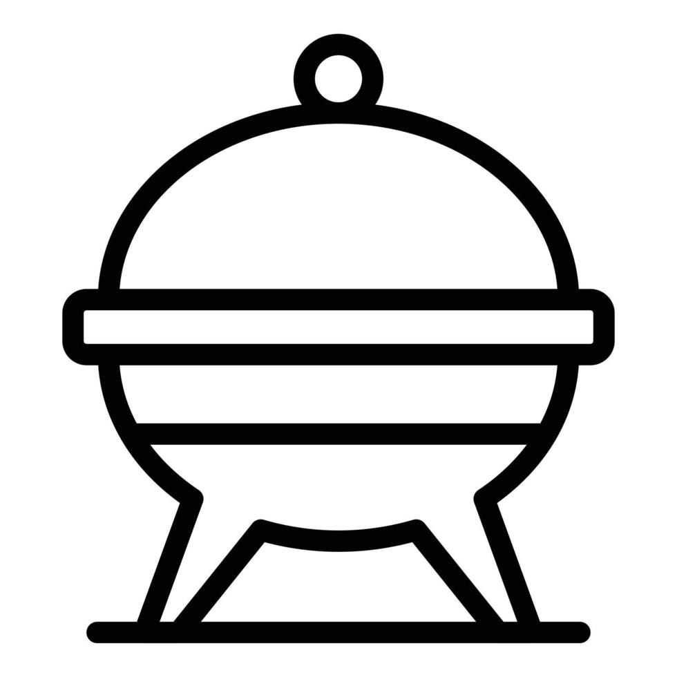 Grill Symbol Umriss Vektor. Feuer Fleisch vektor