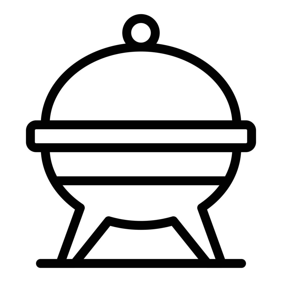 utegrill grill ikon översikt vektor. brand kött vektor