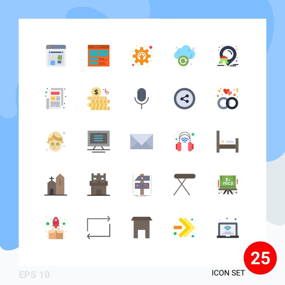 Packung mit 25 modernen flachen Farbzeichen und Symbolen für Web-Printmedien wie z vektor