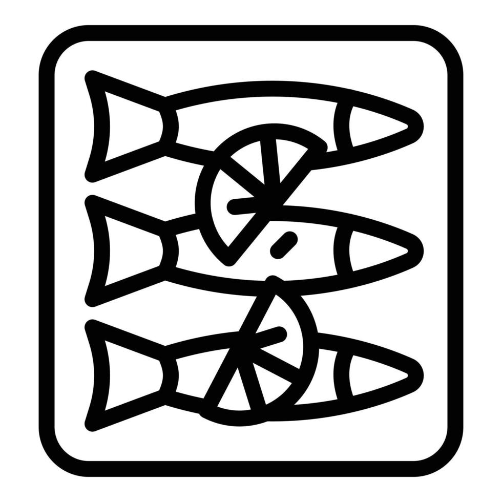 Gebratener Fisch Symbol Umrissvektor. Essen Küche vektor
