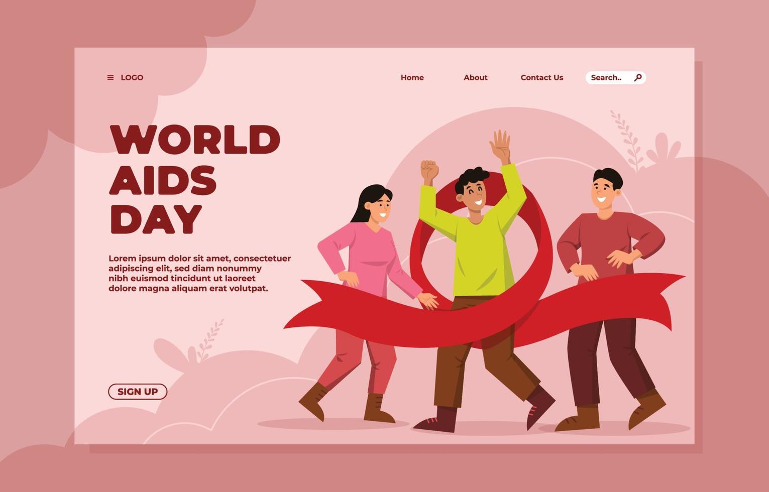 Landingpage-Design zum Welt-Aids-Tag vektor