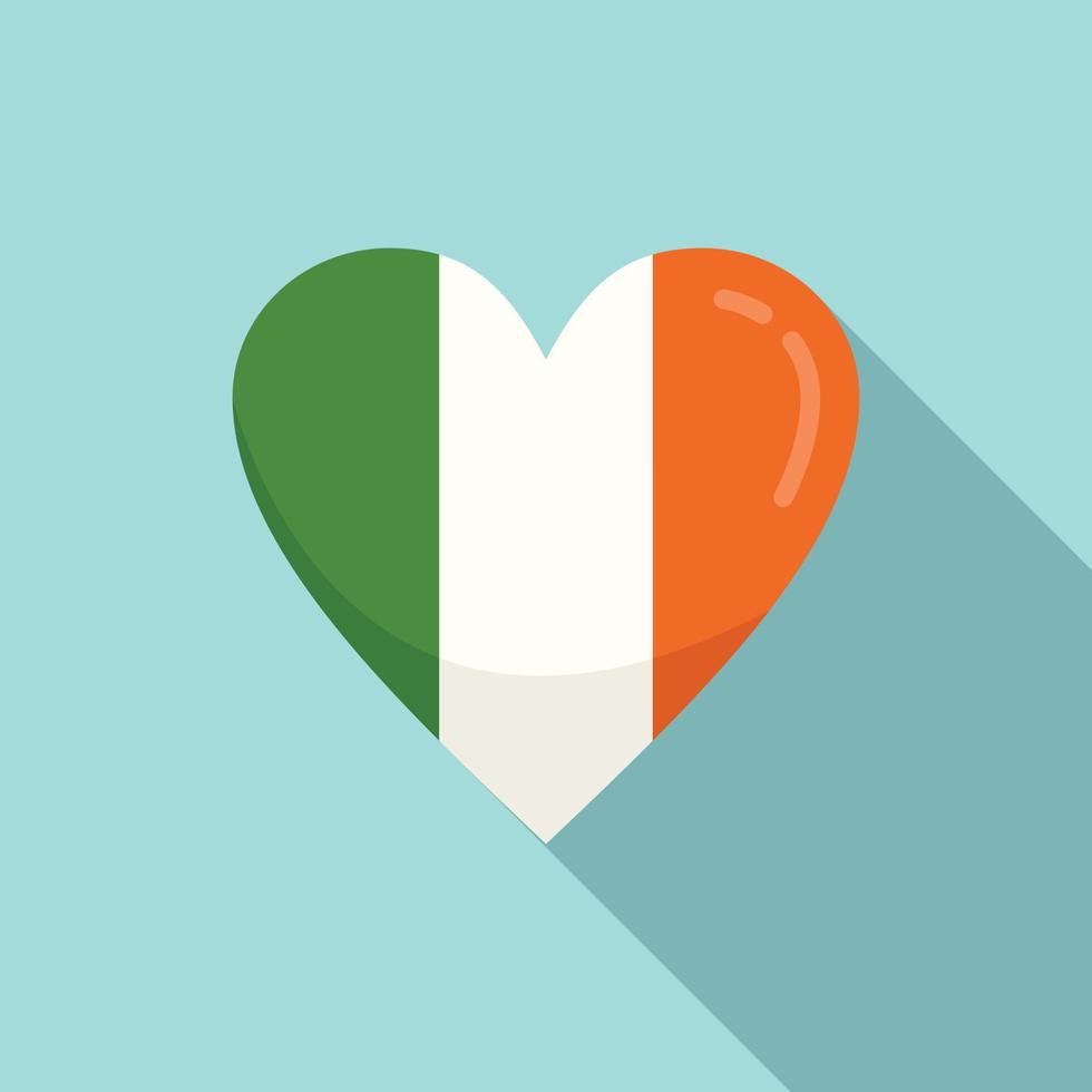 irland hjärta ikon platt vektor. irländsk flagga vektor