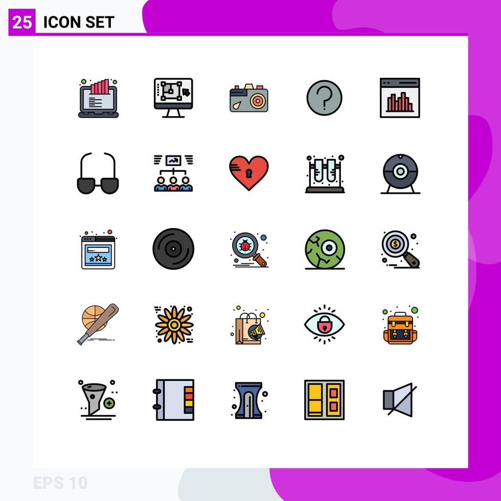 redigerbar vektor linje packa av 25 enkel fylld linje platt färger av app ui öka hjälp bild redigerbar vektor design element
