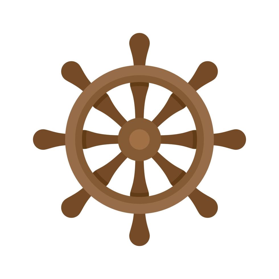 nautisk fartyg hjul ikon platt isolerat vektor