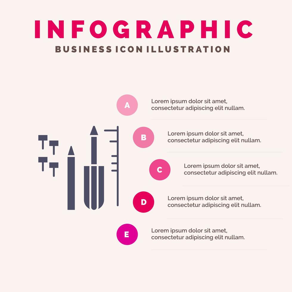 reparera beställnings- teknik Utrustning fast ikon infographics 5 steg presentation bakgrund vektor