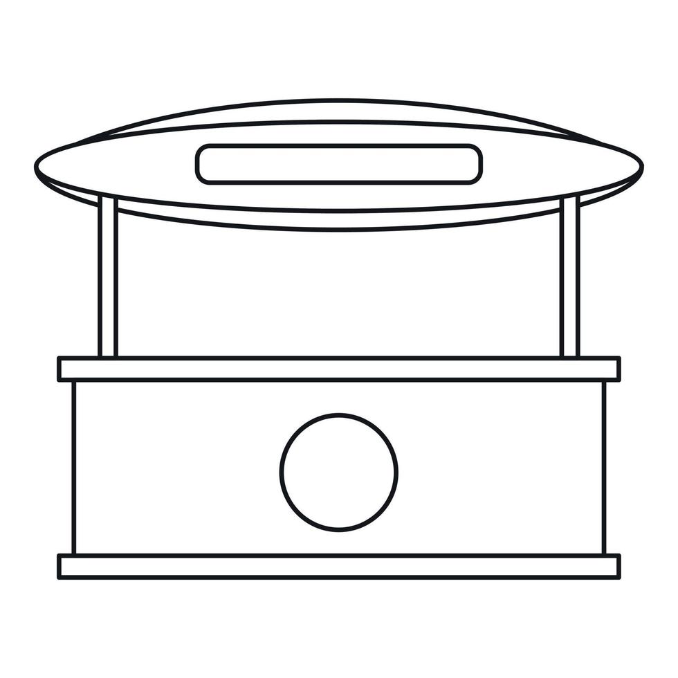 Lagra kiosk med markis ikon, översikt stil vektor