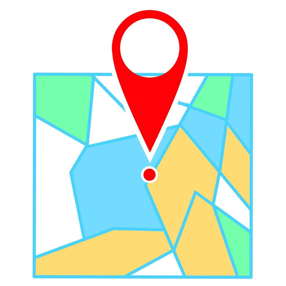 röd stift tecken med enkel Karta på vit bakgrund. bra plats markörer för navigering. vektor illustration