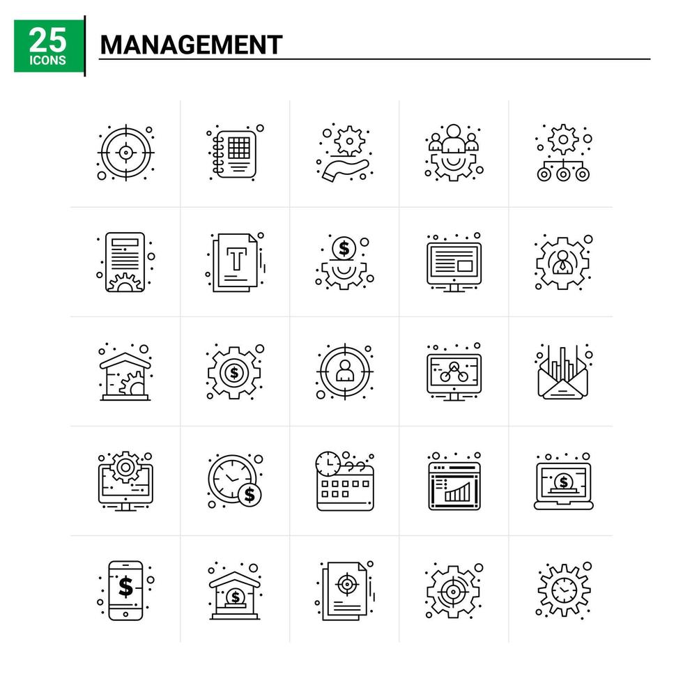 25 förvaltning ikon uppsättning. vektor bakgrund