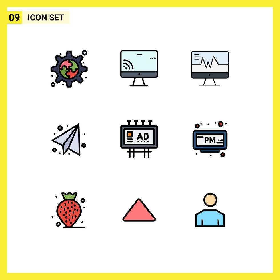 9 universelle Filledline-Flachfarben für Web- und mobile Anwendungen Werbeplakatwerbung Krankenhauswerbung Bildung editierbare Vektordesign-Elemente vektor