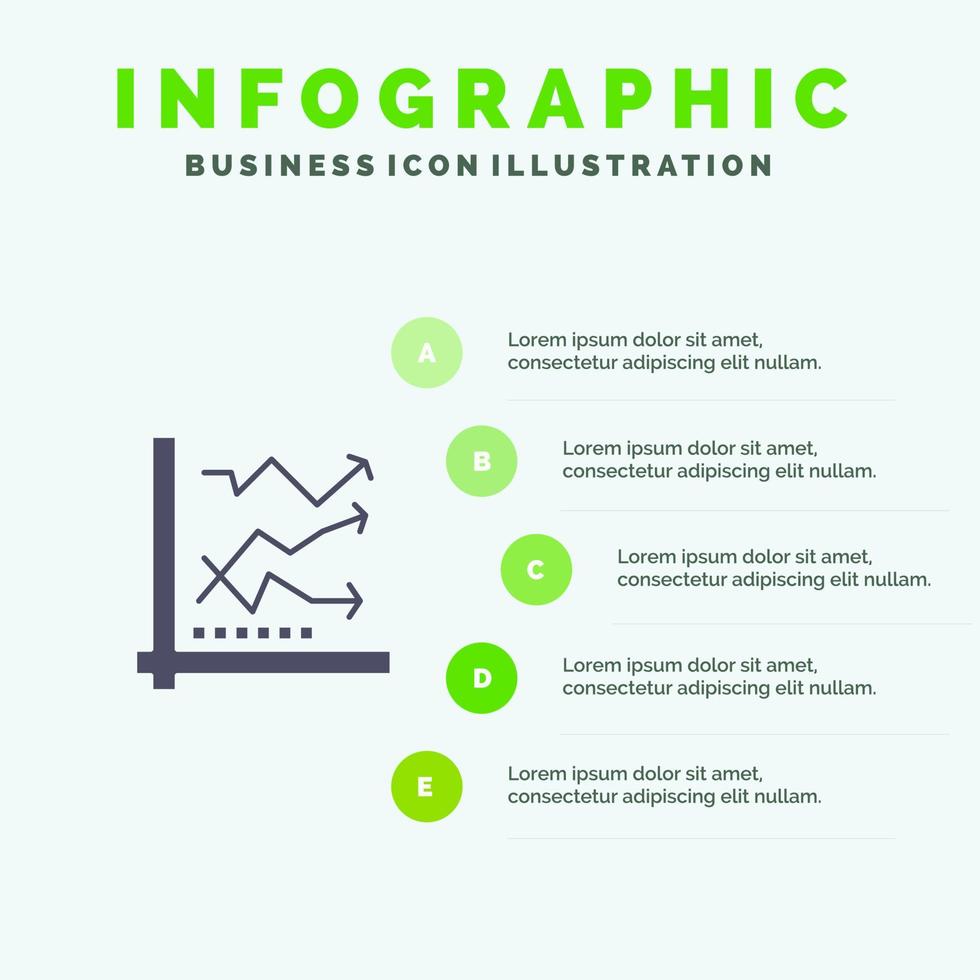 Graf analys analytisk analys Diagram data fast ikon infographics 5 steg presentation bakgrund vektor