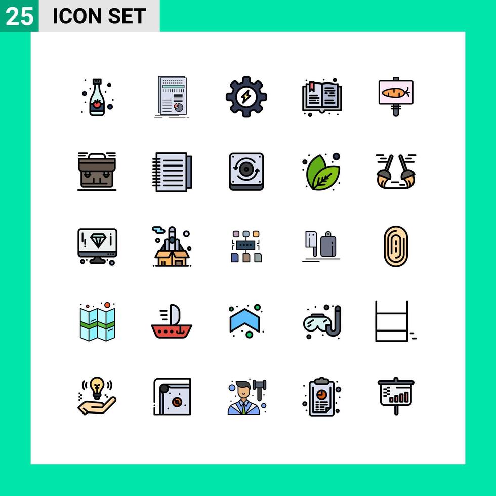 Satz von 25 modernen ui-Symbolen Symbole Zeichen für Ei Hobby Statistiken Hobbys Buch editierbare Vektordesign-Elemente vektor