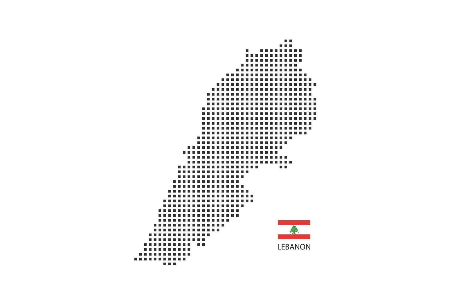 vektor fyrkant pixel prickad Karta av libanon isolerat på vit bakgrund med libanon flagga.