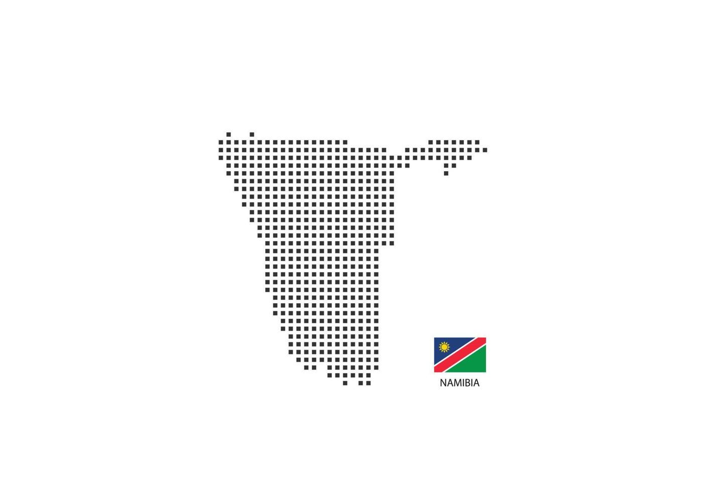 vektor fyrkant pixel prickad Karta av namibia isolerat på vit bakgrund med namibia flagga.