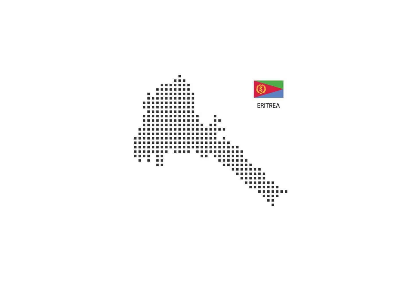 Vektor quadratische Pixel gepunktete Karte von Eritrea isoliert auf weißem Hintergrund mit Eritrea-Flagge.