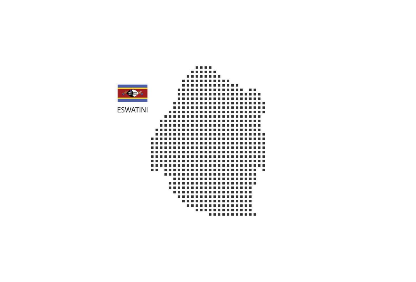 vektor fyrkant pixel prickad Karta av eswatini isolerat på vit bakgrund med eswatini flagga.