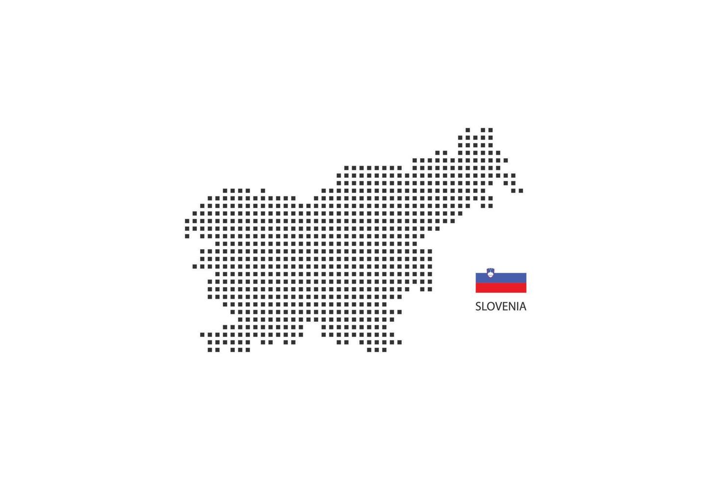 vektor fyrkant pixel prickad Karta av slovenien isolerat på vit bakgrund med slovenien flagga.