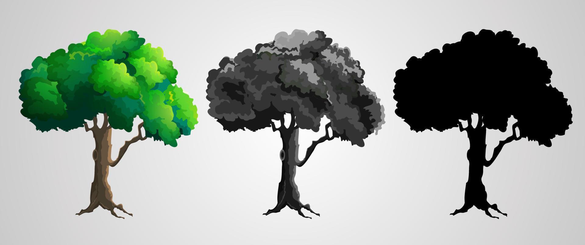 Baumsymbol mit Silhouette von Bäumen auf einem Hintergrund mit Farbverlauf vektor