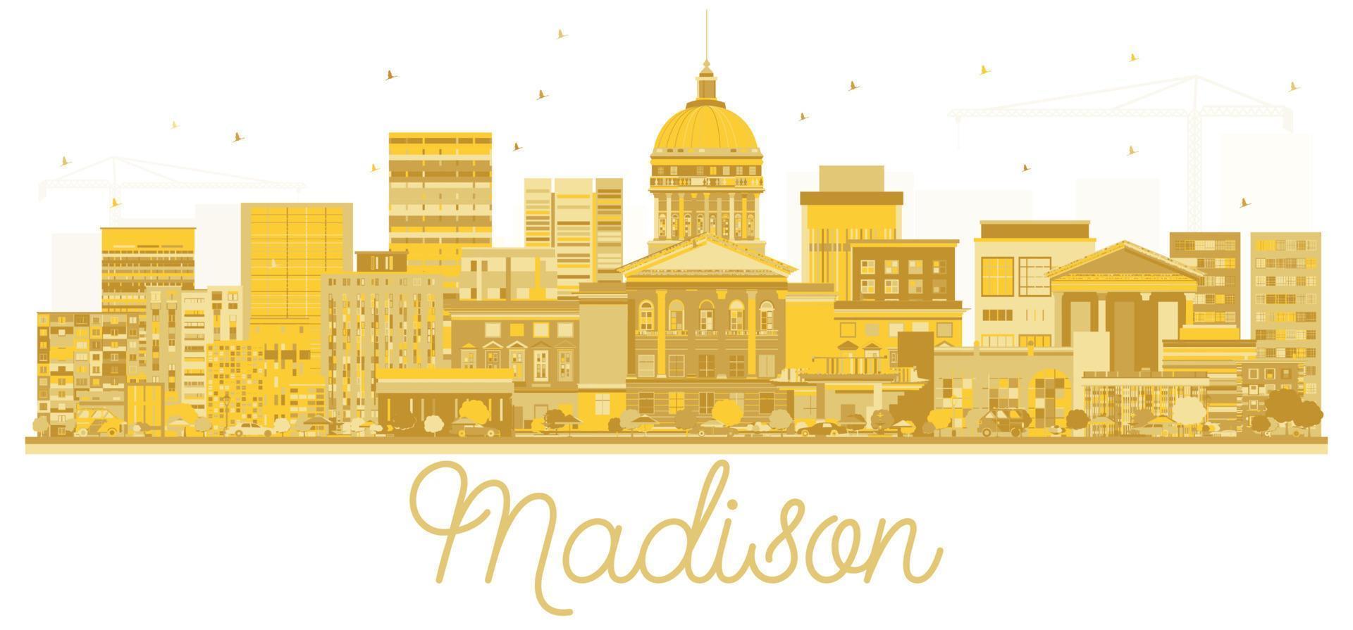madison city skyline gyllene siluett. vektor