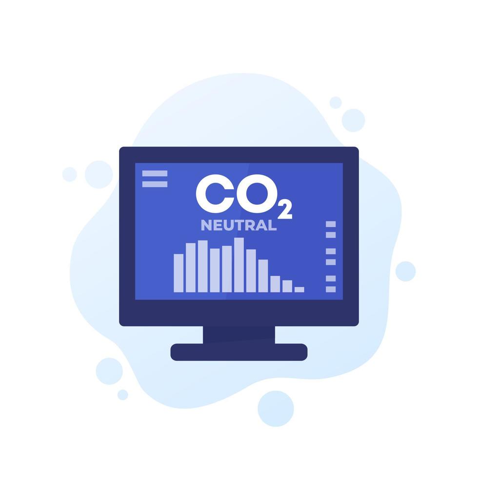 kol neutral, co2 gas utsläpp minskning, vektor