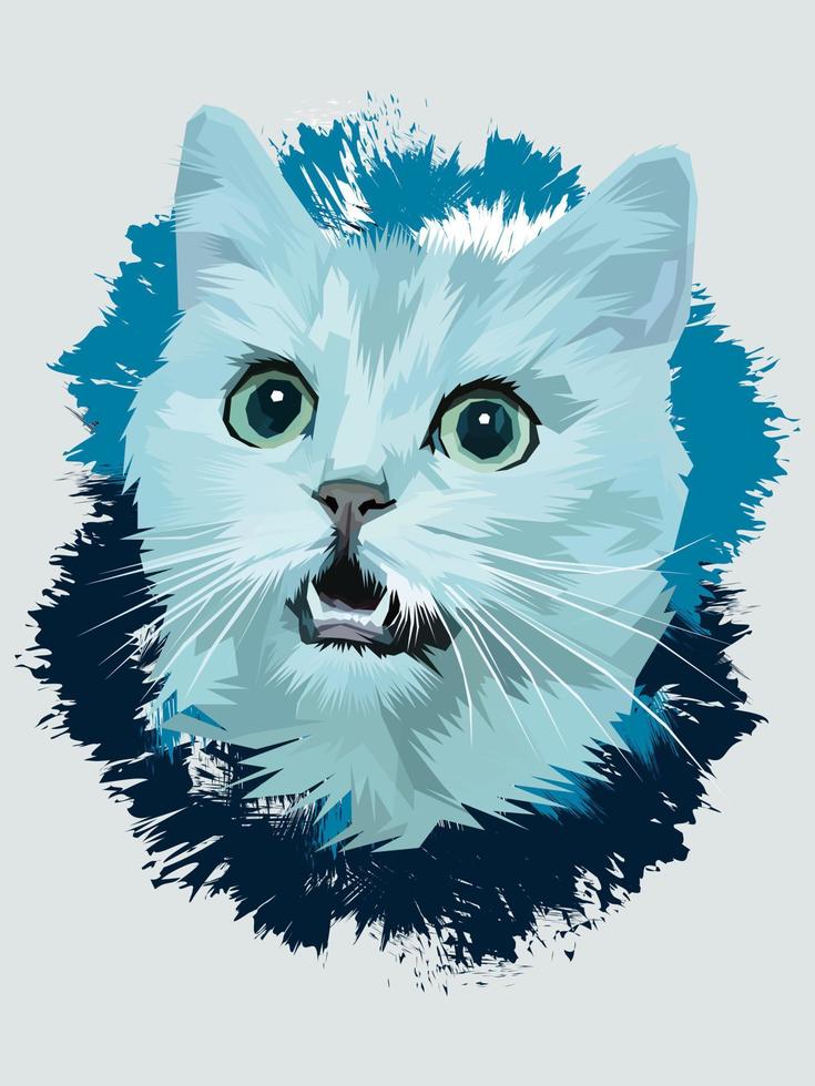 blå katt huvud vektor illustration