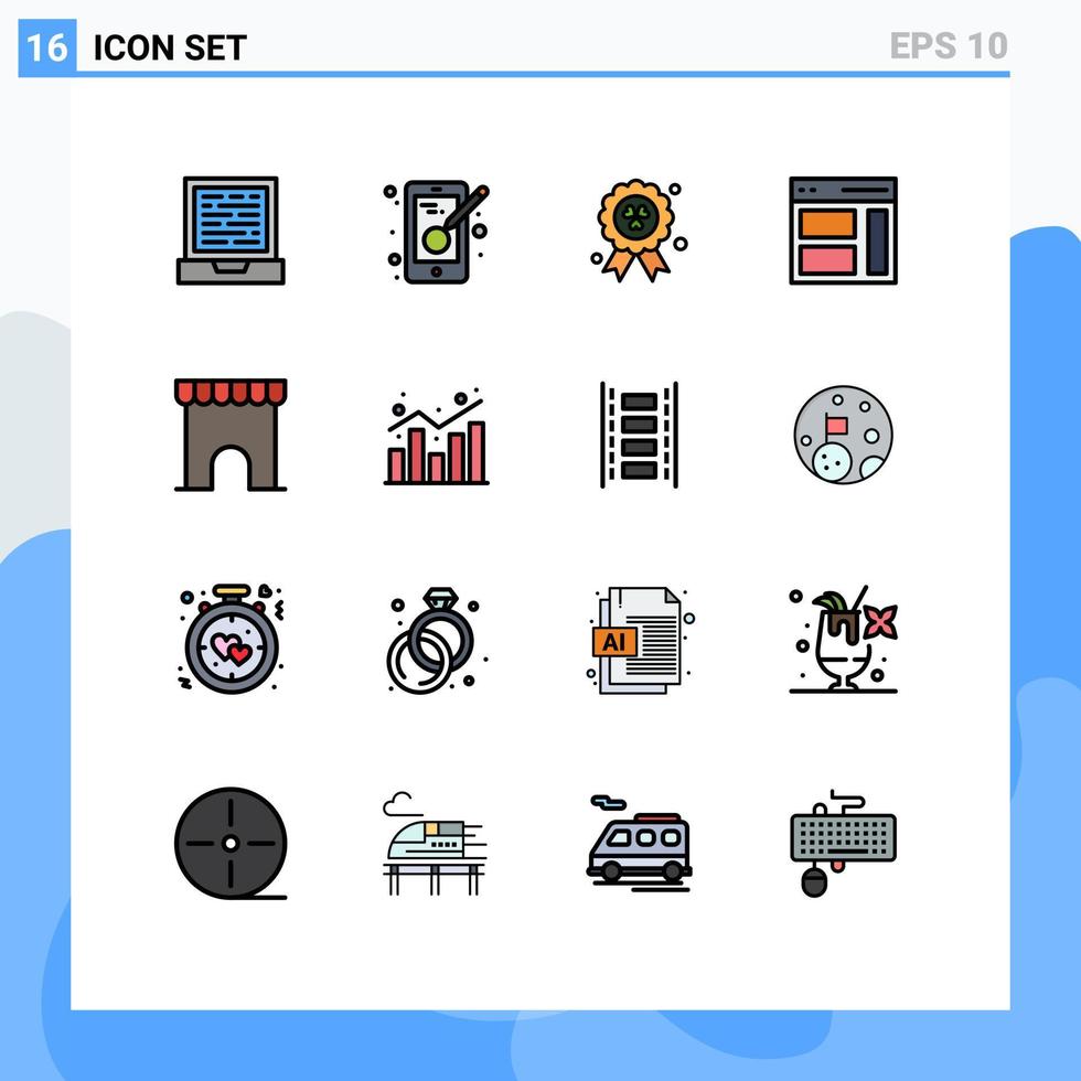 uppsättning av 16 modern ui ikoner symboler tecken för marknad byggnad madel användare rätt redigerbar kreativ vektor design element