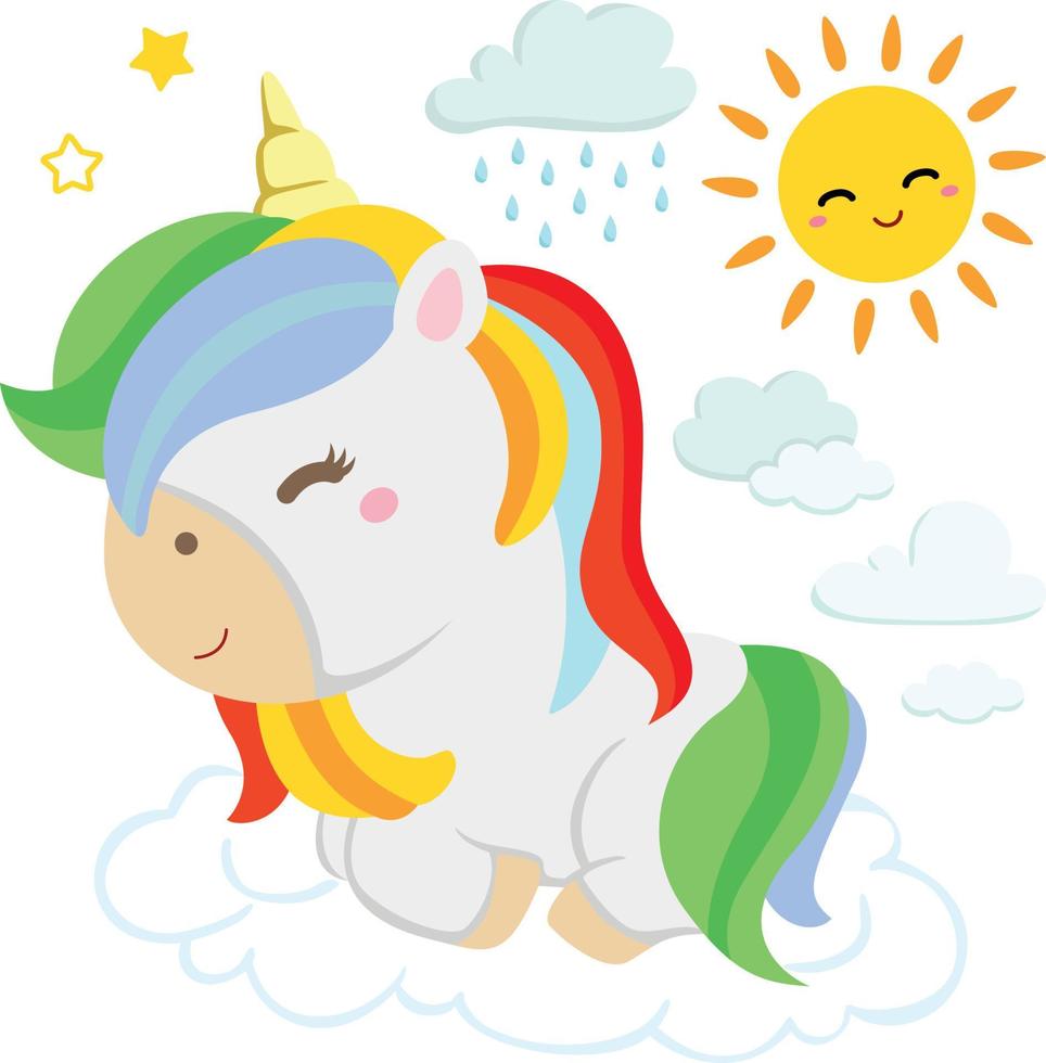 Regenbogen-Einhorn-Vektor-Clipart-Illustrationen vektor