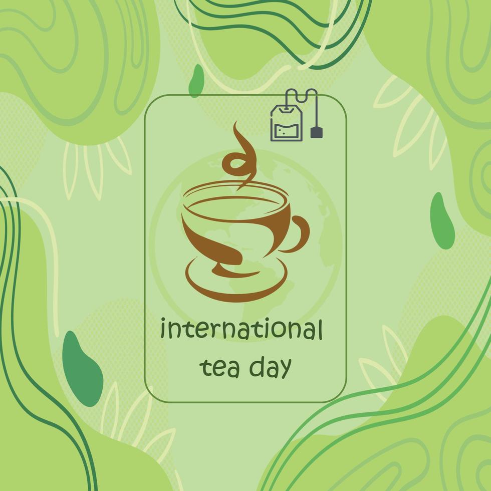 Internationaler Teetag oder nationaler Teetag abstrakter Hintergrund isoliert in hellgrün und Tee-Symbol vektor