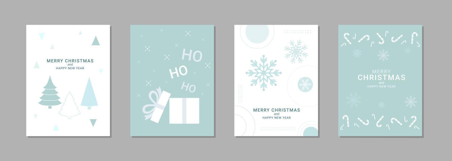 satz grußkarten der frohen weihnachten und des neuen jahres. sprachtextdesign mit einfachen elementen. Vektor-Illustration vektor
