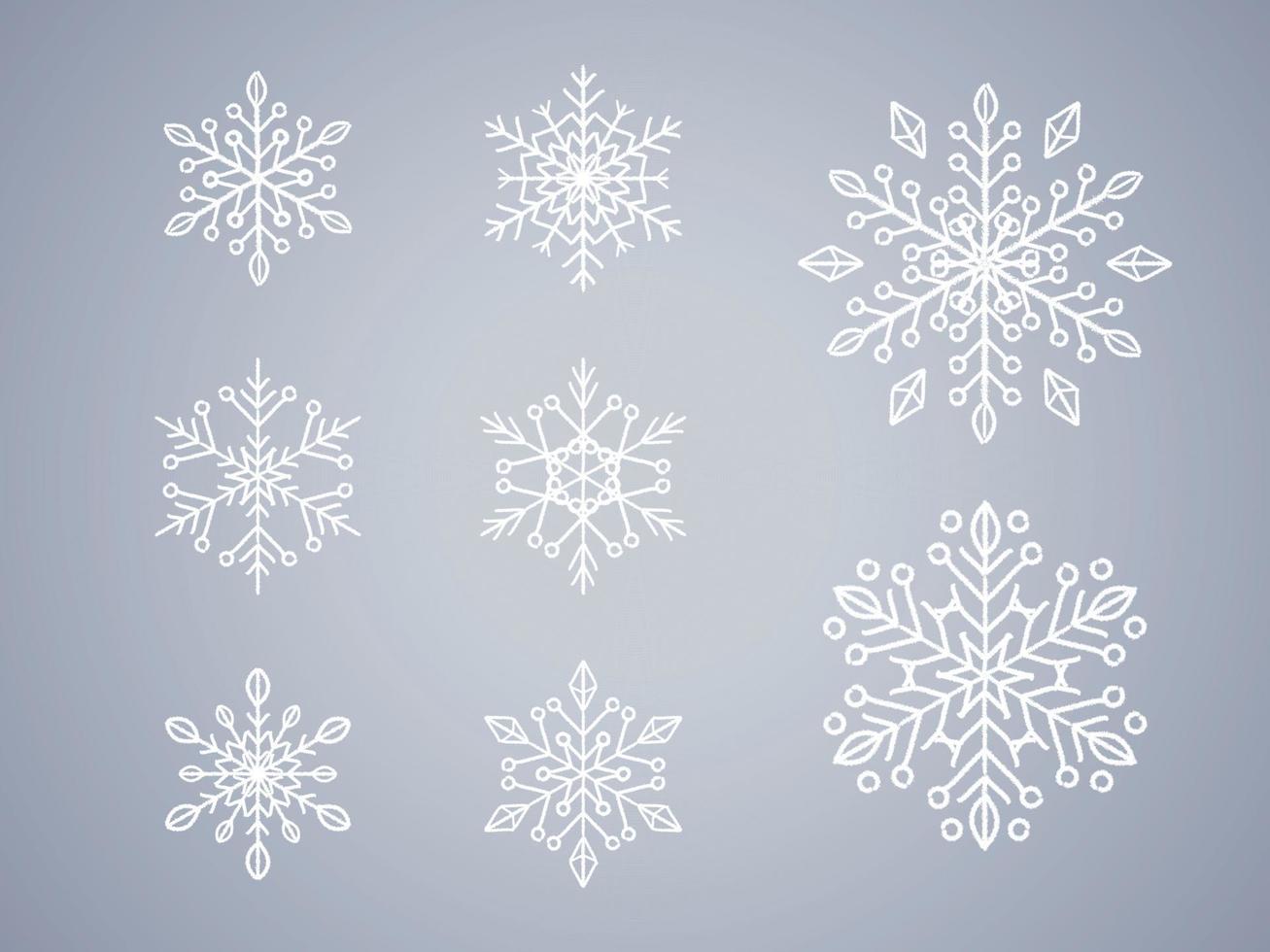 Schneeflockensammlung auf isoliertem Hintergrund. Frost-Hintergrund. Weihnachtssymbol. Vektor-Illustration vektor