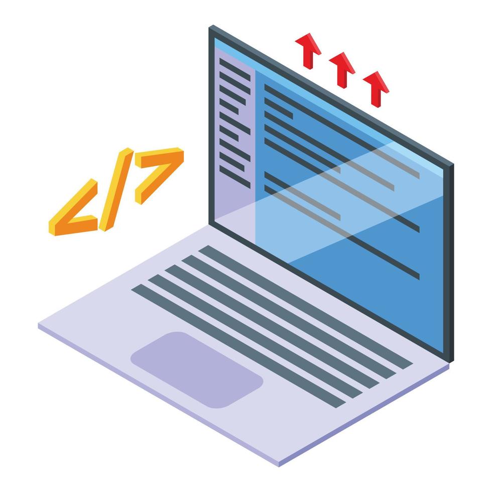 isometrischer vektor des laptop-leistungsmanagement-symbols. Firmenbericht