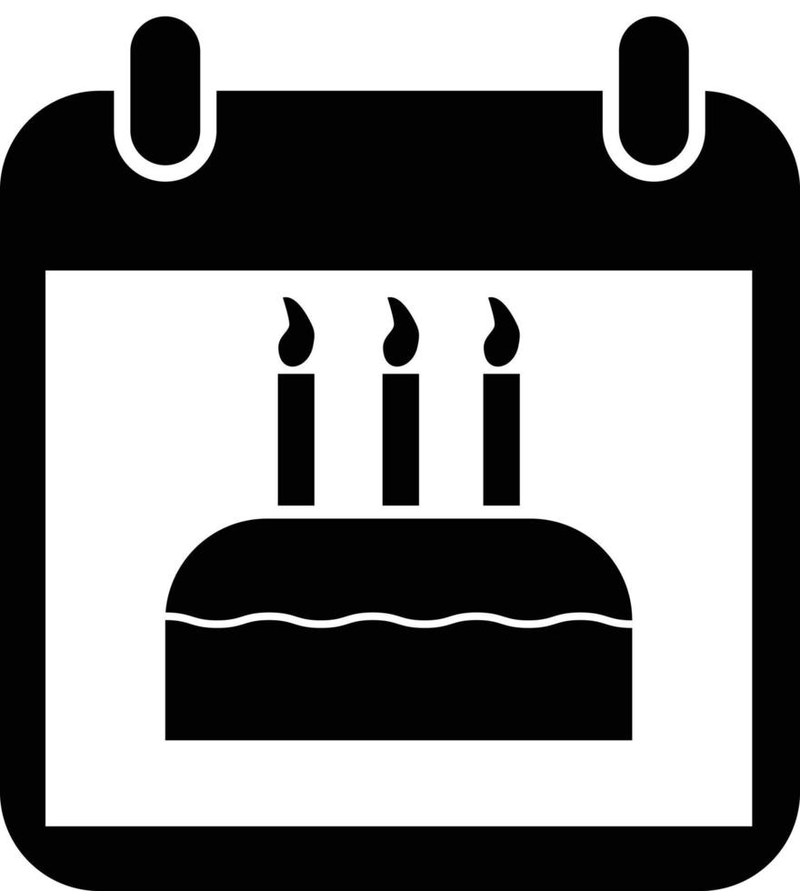 Kalender im Kuchensymbol auf weißem Hintergrund. Geburtstag Kalenderzeichen. flacher Stil. vektor