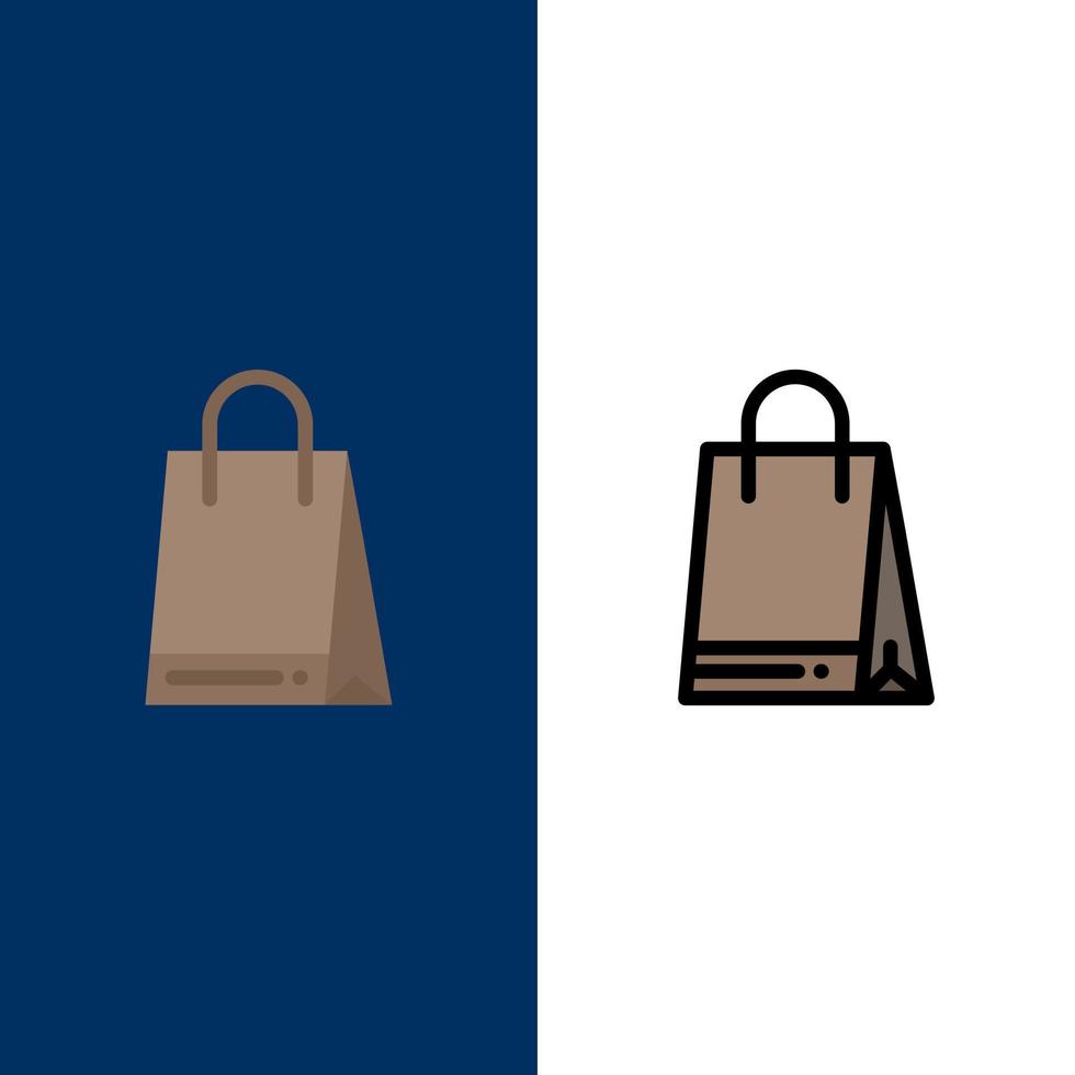 väska handla kanada ikoner platt och linje fylld ikon uppsättning vektor blå bakgrund