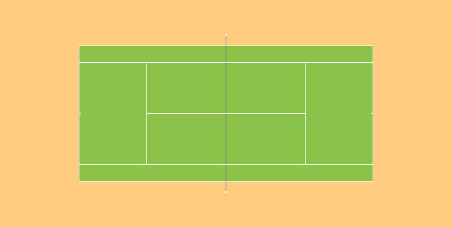 tömma schema av tennis domstol med efterlevnad av standard proportioner, med markeringar, vektor isolerat.