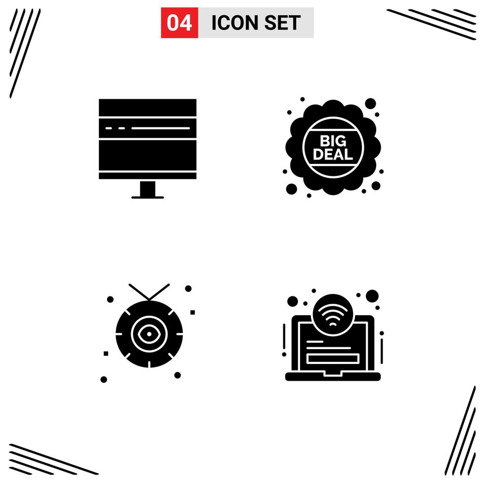 redigerbar vektor linje packa av 4 enkel fast glyfer av browser Tillbehör utveckling rabatt halsband redigerbar vektor design element
