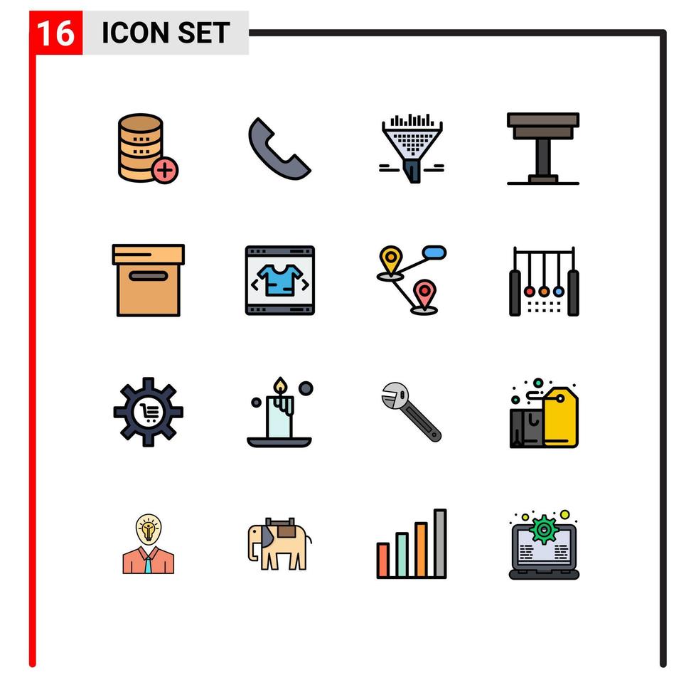 modern uppsättning av 16 platt Färg fylld rader och symboler sådan som tabell möbel mobil skrivbord sortera redigerbar kreativ vektor design element