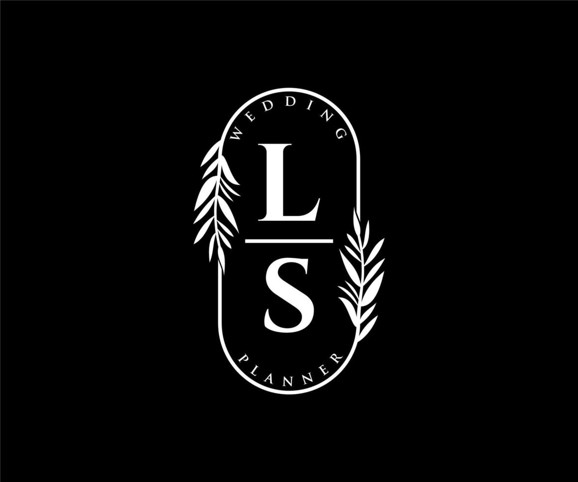 ls initialer brev bröllop monogram logotyper samling, hand dragen modern minimalistisk och blommig mallar för inbjudan kort, spara de datum, elegant identitet för restaurang, boutique, Kafé i vektor