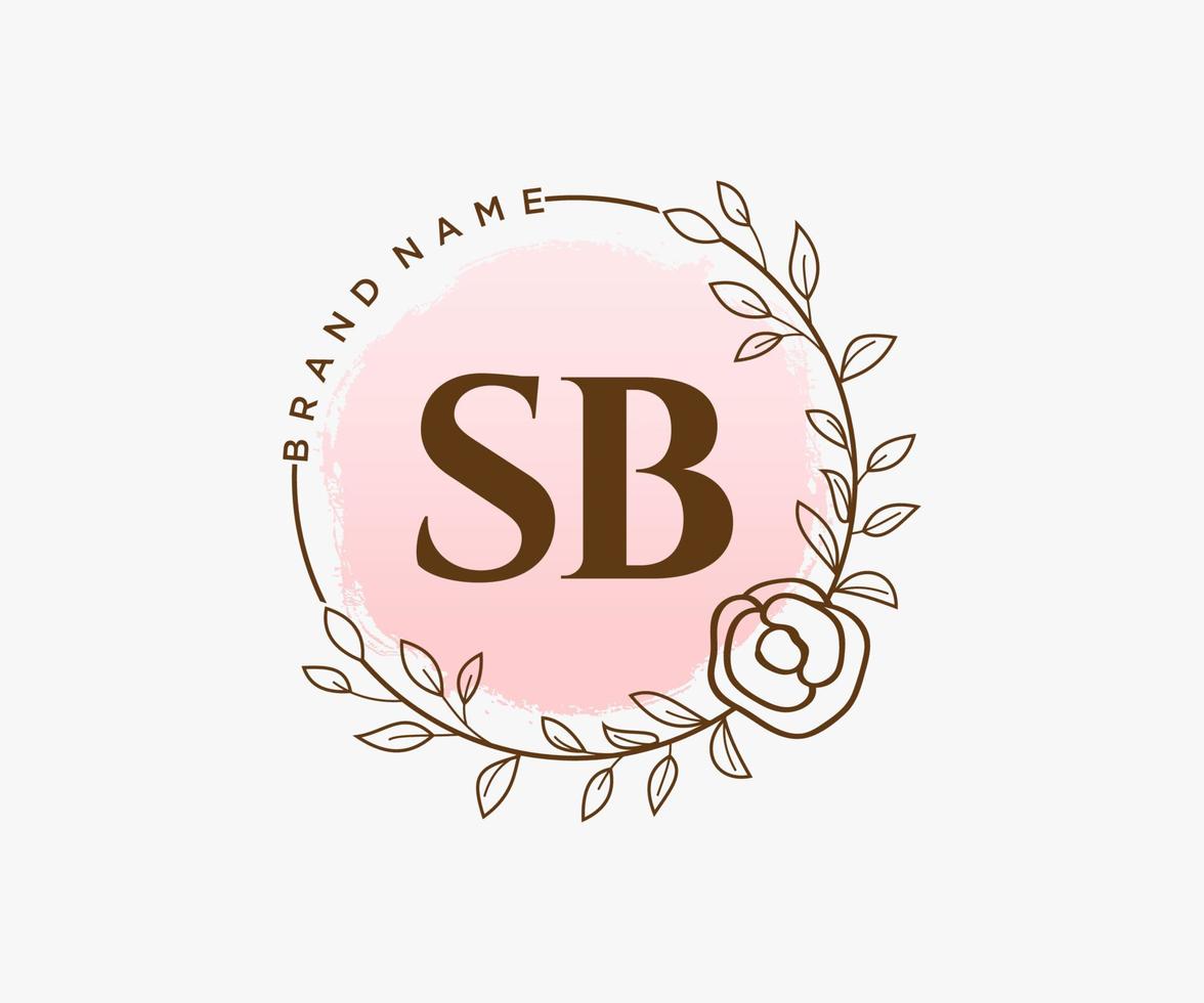 första sb feminin logotyp. användbar för natur, salong, spa, kosmetisk och skönhet logotyper. platt vektor logotyp design mall element.